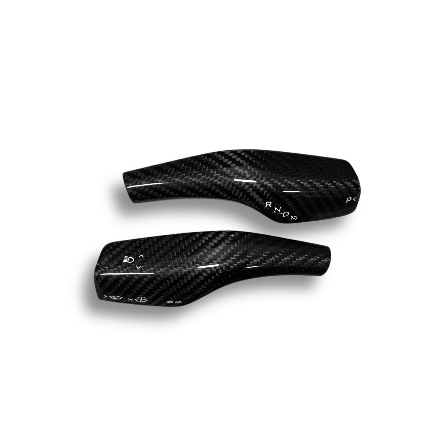 Tesla Model 3 & Y Carbon Fiber Steering Shift Stalk Covers | Palenon Performance - Graveyard Performance