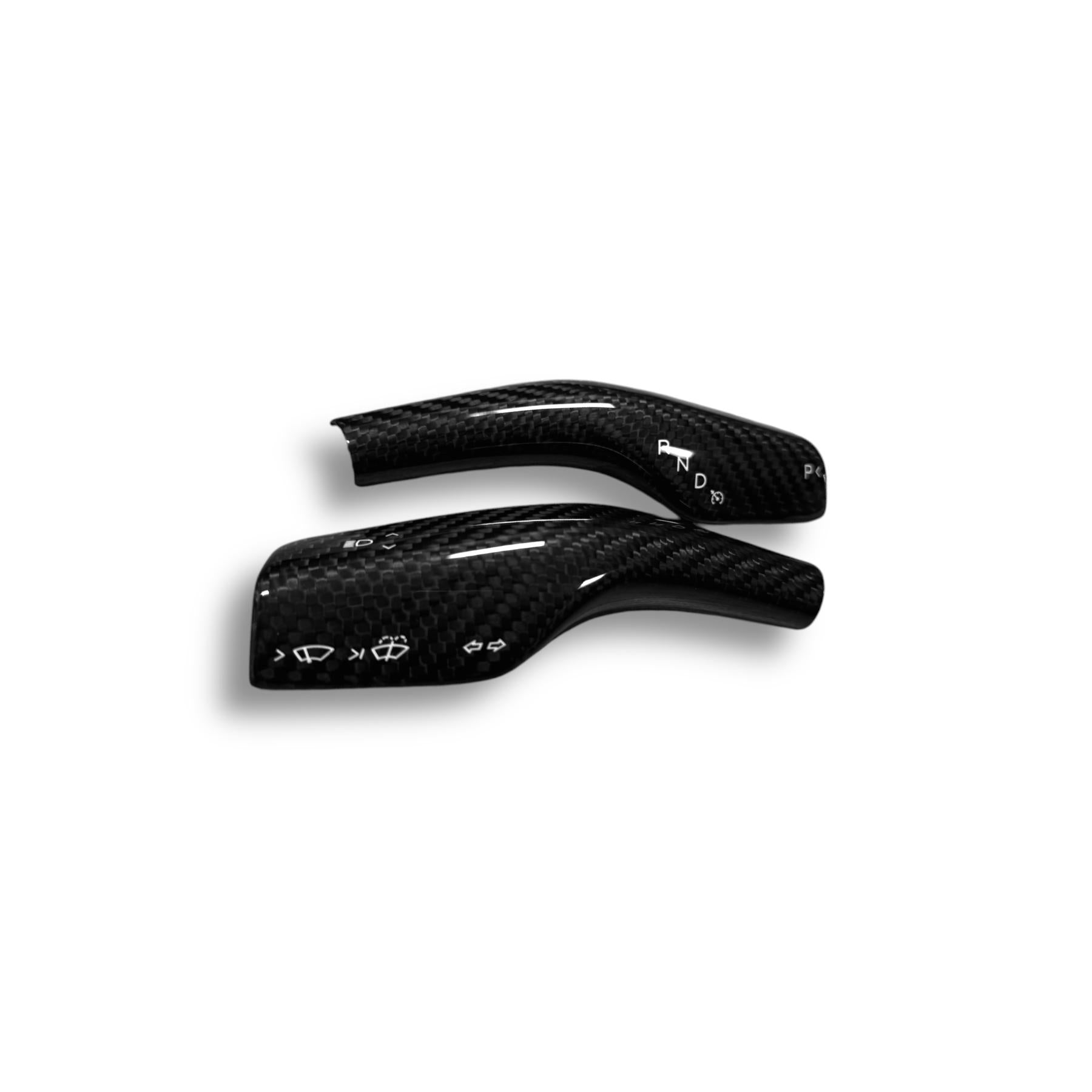 Tesla Model 3 & Y Carbon Fiber Steering Shift Stalk Covers | Palenon Performance - Graveyard Performance