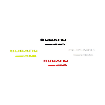 Racing Art Subaru Symmetrical AWD Trunk Emblem - Black/Red/Neon Yellow/White [Universal, Including WRX / STI / Forester / Crosstrek]