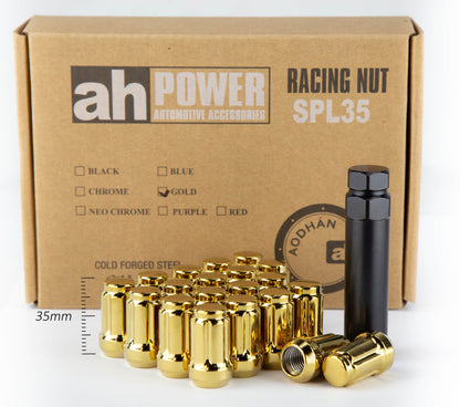 Aodhan Spline Lug nuts Set of 20 - Conical Seat ,35mm Overall Size
