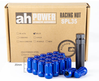 Aodhan Spline Lug nuts Set of 20 - Conical Seat ,35mm Overall Size