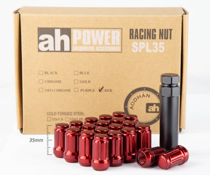 Aodhan Spline Lug nuts Set of 20 - Conical Seat ,35mm Overall Size