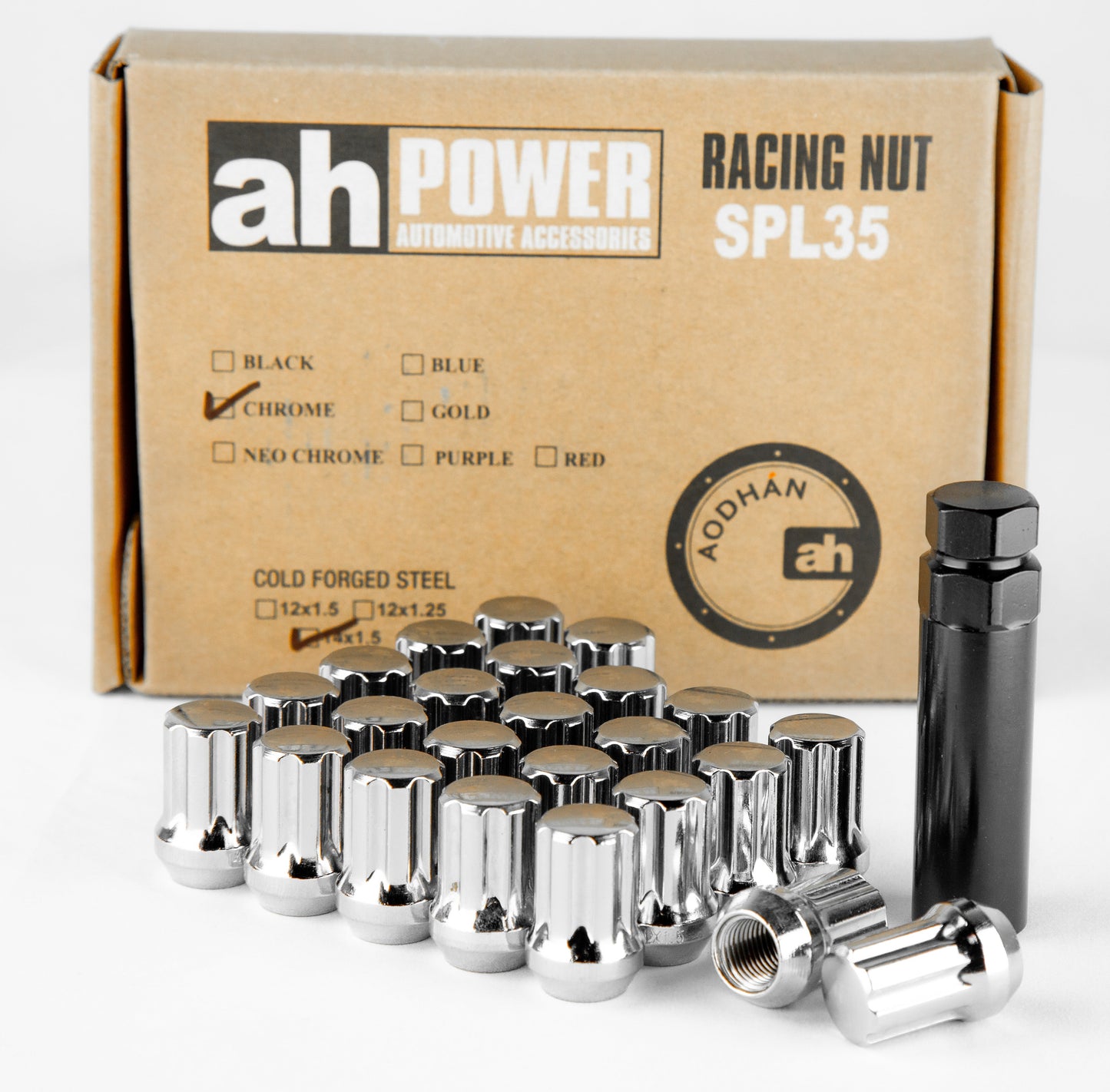 Aodhan Spline Lug nuts Set of 20 - Conical Seat ,35mm Overall Size