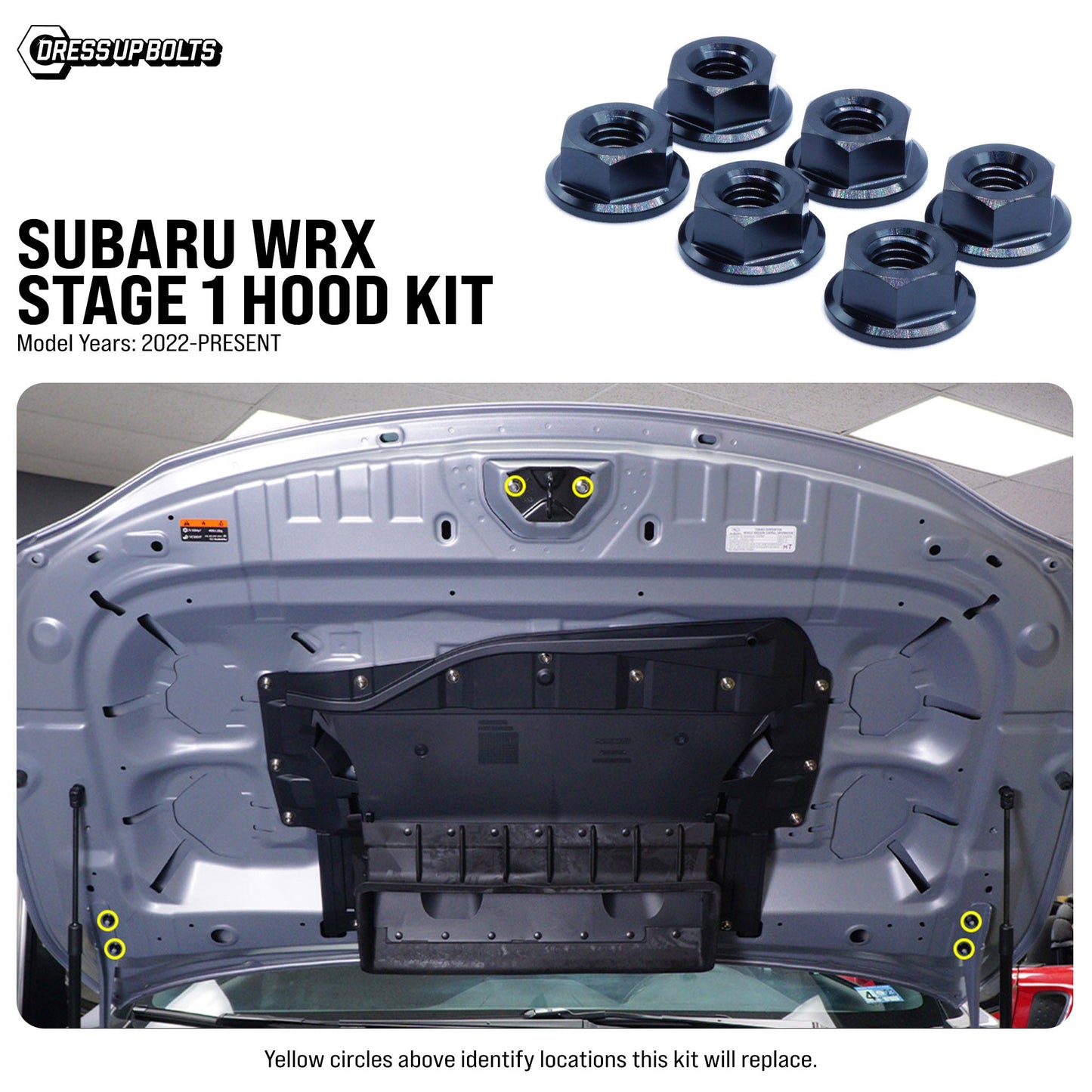 Stage 1 Titanium Hardware Hood Kit - Subaru WRX (2022+) - Graveyard Performance