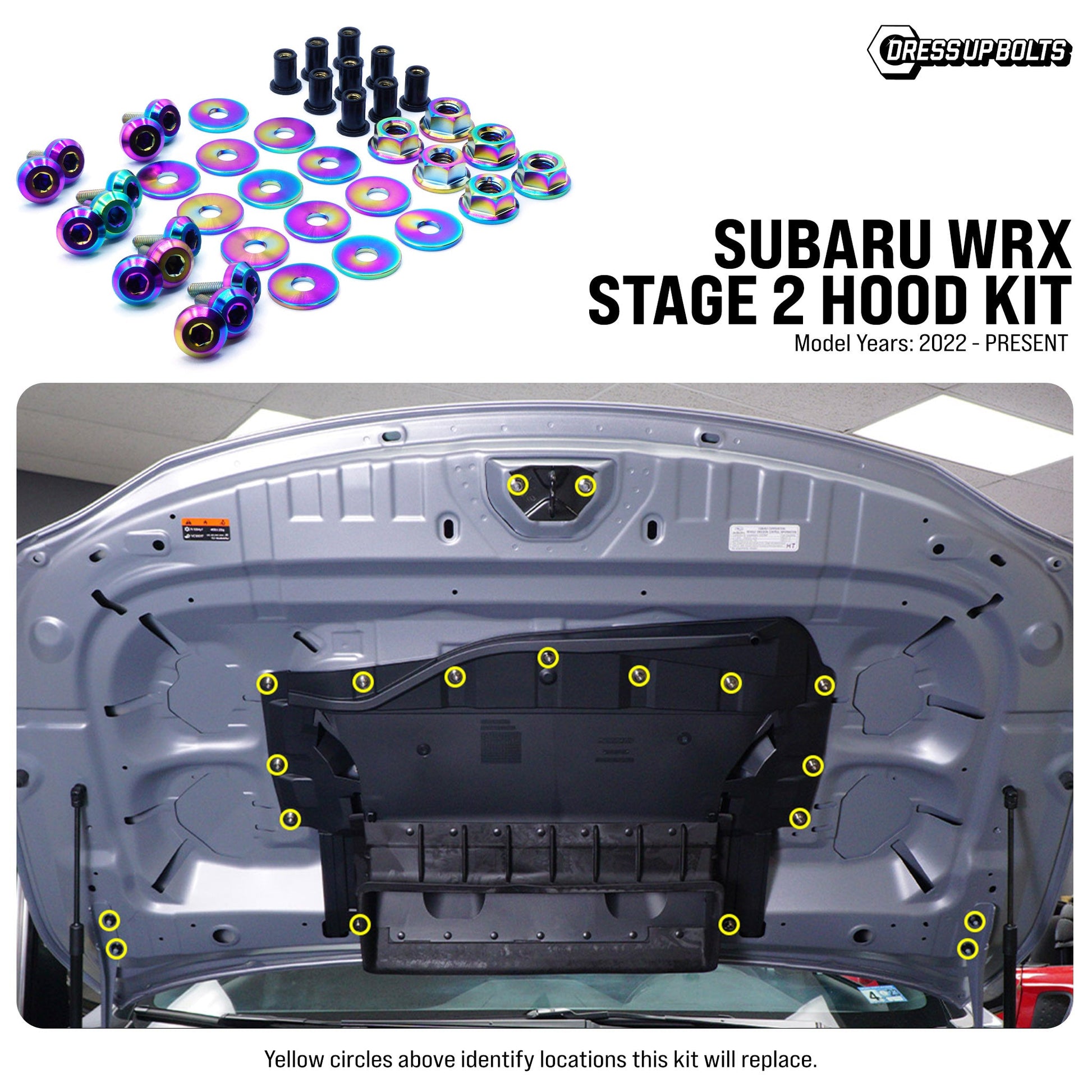 Stage 2 Titanium Hardware Hood Kit - Subaru WRX (2022+) - Graveyard Performance