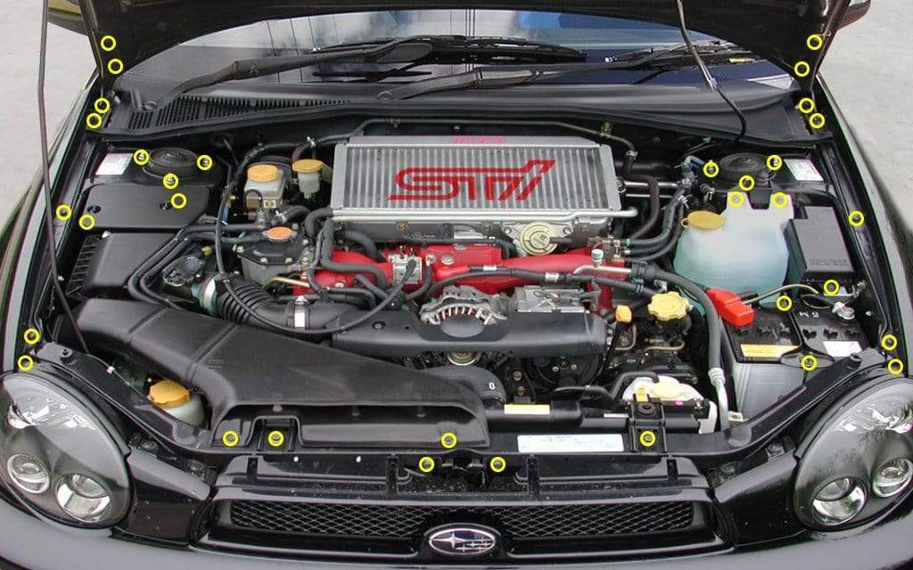 Titanium Hardware Engine Bay Kit - Subaru WRX/STI (2002-2003) - Graveyard Performance