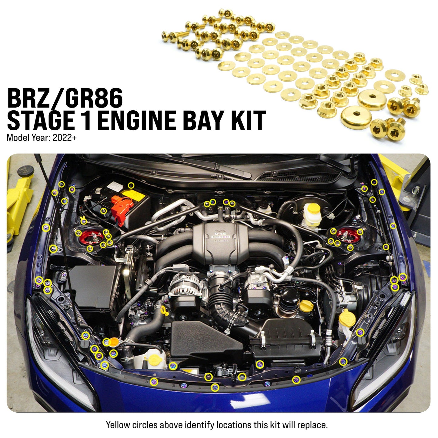 Stage 1 Titanium Hardware Engine Bay Kit - Toyota GR86/Subaru BRZ (2022+) - Graveyard Performance