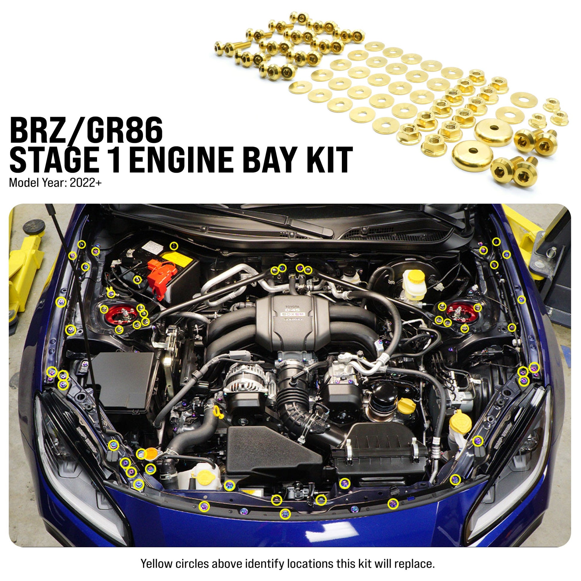Stage 1 Titanium Hardware Engine Bay Kit - Toyota GR86/Subaru BRZ (2022+) - Graveyard Performance