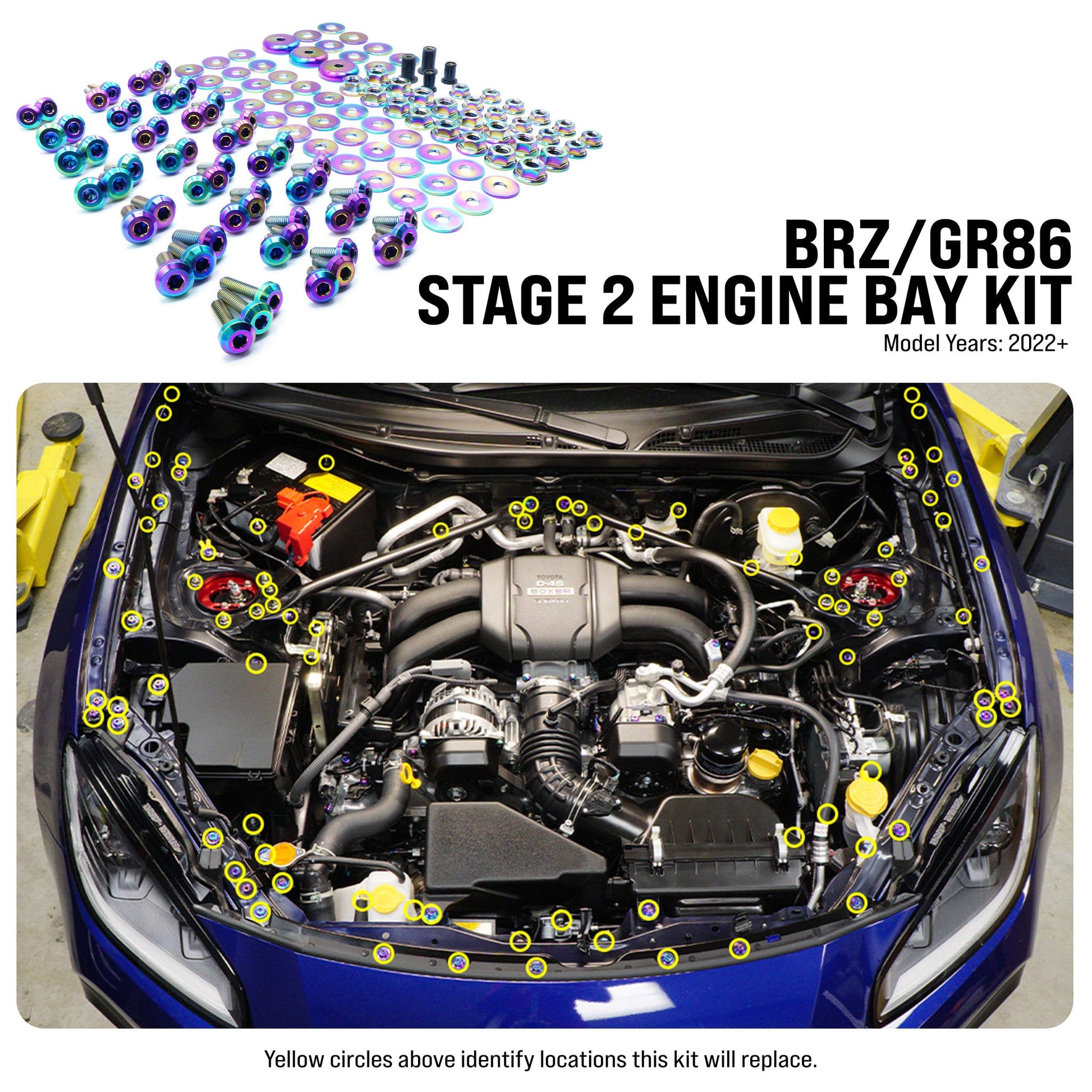 Stage 2 Titanium Hardware Engine Bay Kit - Toyota GR86/Subaru BRZ (2022+) - Graveyard Performance