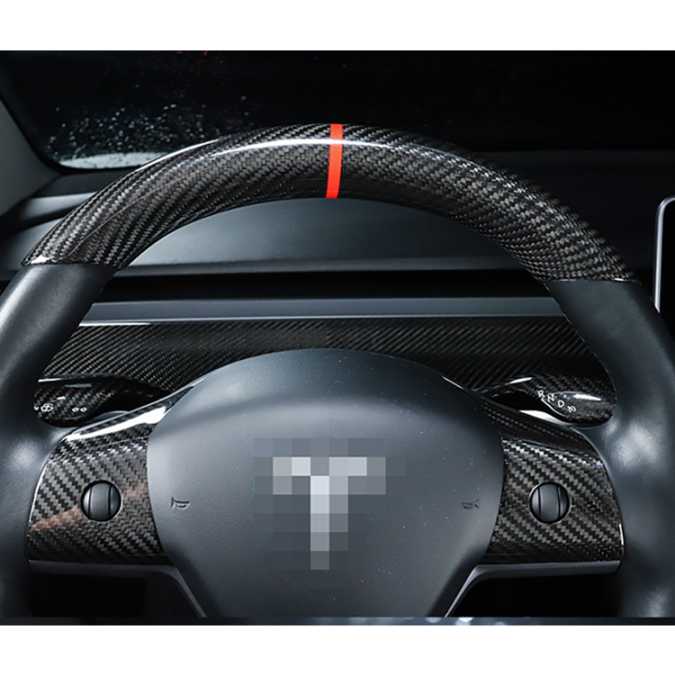 Tesla Model 3 & Y Carbon Fiber Steering Wheel Top Cap | Palenon Performance - Graveyard Performance
