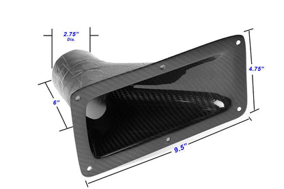 APR Performance Universal Fitment 9.25" X 4.75" Carbon Fiber Air Inlet Duct w/ Flange