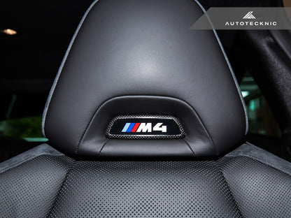 AutoTecknic Dry Carbon Front Seat Illuminated Emblem Surround Set - BMW M