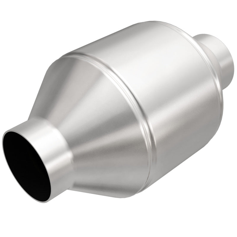 MagnaFlow Conv Univ 2.25in Inlet/Outlet Center/Center Round 3in Body L x 5in W x 8.75in Overall L - Graveyard Performance