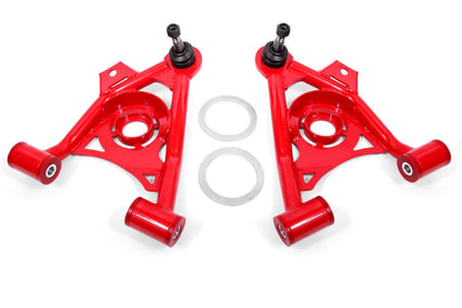 BMR 79-93 Mustang Fox Lower Control A-Arm Front w/ Spring Pocket/Tall Ball Joint - Red - Graveyard Performance
