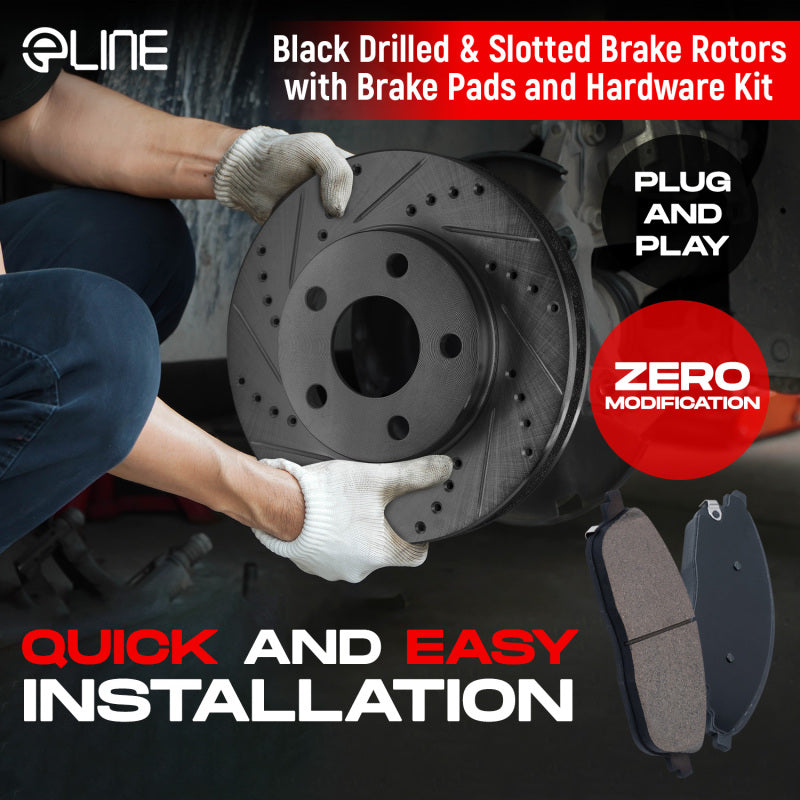 R1 17-20 Subaru BRZ Front & Rear Drill/Slot Black Rotors w/Optimum Pads - Graveyard Performance