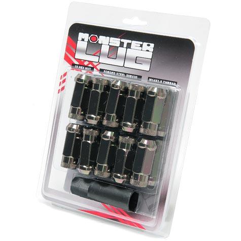 Wheel Mate Monster Open End Lug Nut Set of 20 - Black Chrome 14x1.50 - Graveyard Performance