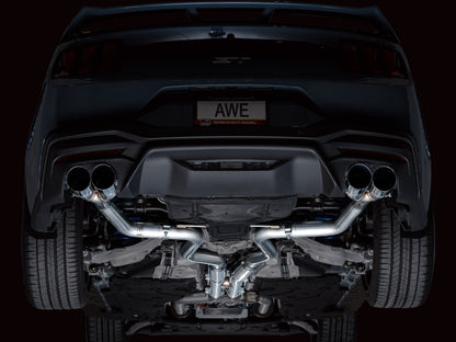 AWE 2024 Ford Mustang GT Fastback S650 RWD Track Edition Catback Exhaust w/ Quad Chrome Silver Tips - Graveyard Performance
