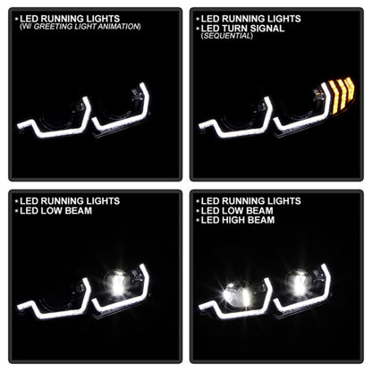 Honda Civic 16-20 LED Model High-Power LED Module Headlights - Black (PRO-YD-HC16LEDAP-SEQGR-BK)