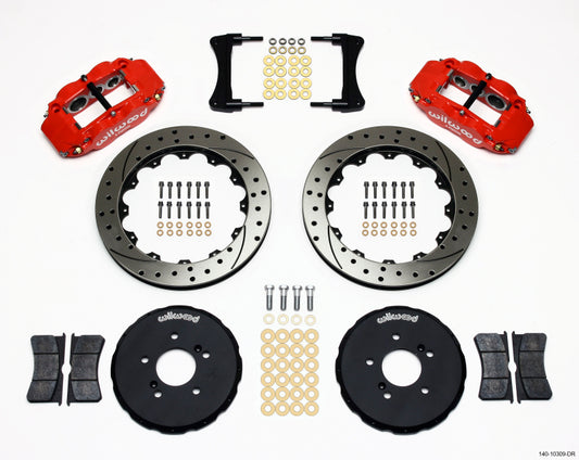 Wilwood Narrow Superlite 6R Front Hat Kit 12.88in Drill Red Honda S2000 - Graveyard Performance