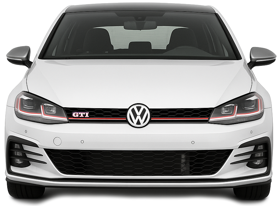 White Volkswagen GTI car on a white background