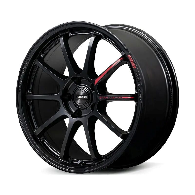 Gram Lights 57NR LIMITED II 18x9.5 +45 5-120 Semigloss Black Wheel w/ Black Cap/Stickers/Air Valve