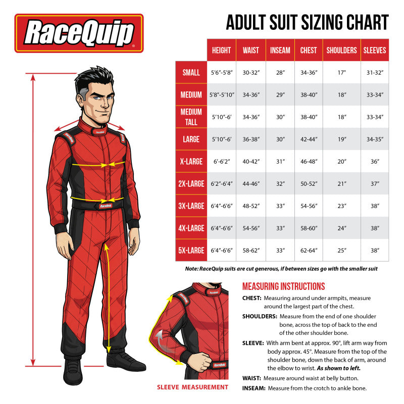 RaceQuip Red Chevron-1 Suit - SFI-1 XL - Graveyard Performance