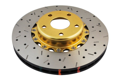 DBA 02-10 WRX / 13+ FR-S / 13+ BRZ Premium Front Drilled & Slotted 5000 Series Rotor w/ Gold Hat - Graveyard Performance