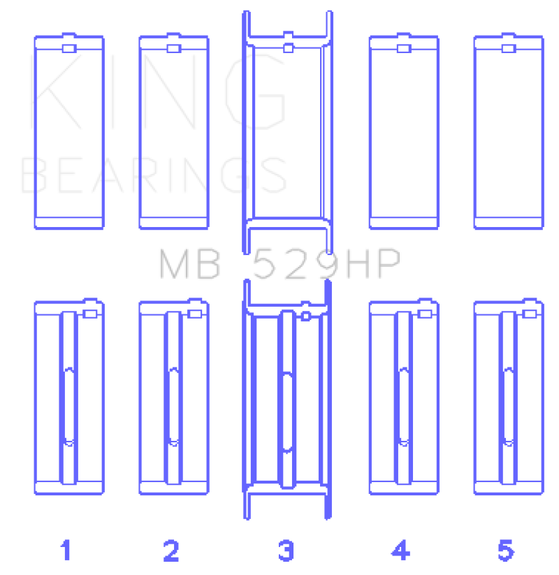 King Engine Bearings Ford 260CI/289CI/302 5.0L Windsor (0.010 Size) Main Bearing Set