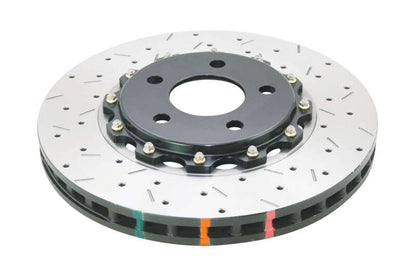 DBA 05-10 Ford Mustang GT / 11-13 V6 Front Drilled & Slotted 5000 Series 2 Piece Rotor w/ Black Hat - Graveyard Performance
