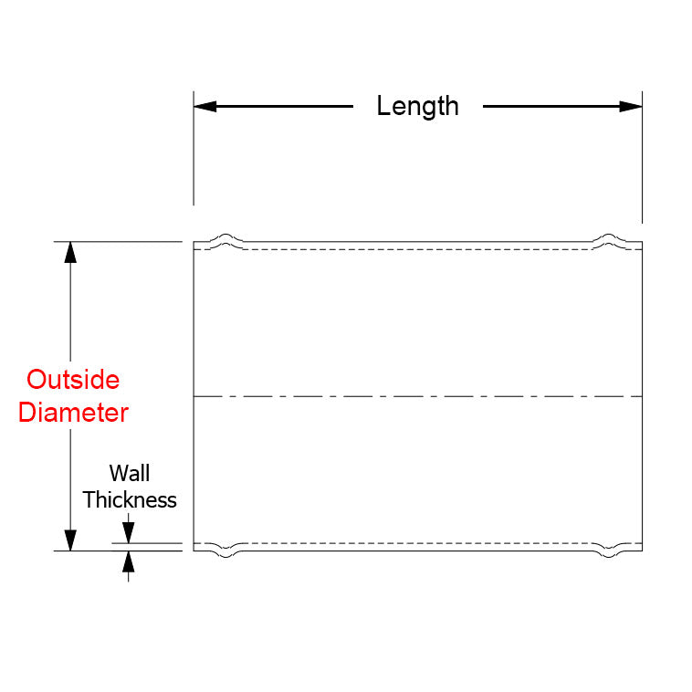 HPS 1" OD x 6" Long, 6061 Aluminum Joiner Tube Piping with Bead Roll