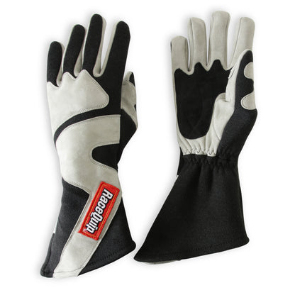 RaceQuip SFI-5 Gray/Black Medium Long Angle Cut Glove - Graveyard Performance