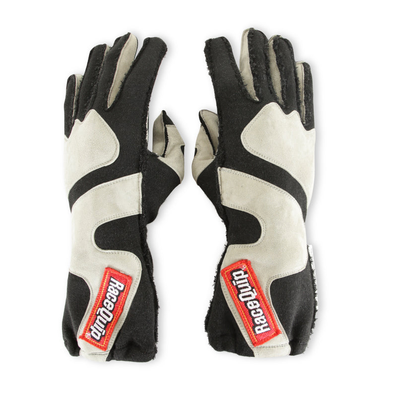 RaceQuip SFI-5 Gray/Black Large Outseam w/ Closure Glove - Graveyard Performance