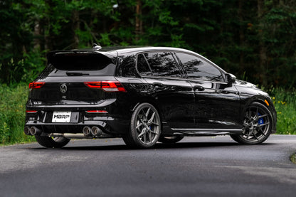MBRP 2022 Volkswagen Golf R MK8 T304 Stainless Steel 3in Cat-Back, Quad Rear Exit- Carbon Fiber Tip - Graveyard Performance