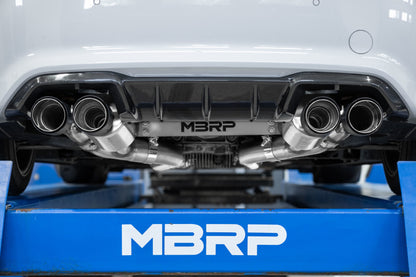 MBRP 18-22 BMW M2 Competition 3.0L T304 SS 3in Resonator-Back Exhaust Quad Rear w/ Carbon Fiber Tips - Graveyard Performance