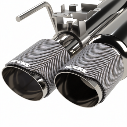 Kooks 18-24 Ford Mustang GT 5.0 3in. Valved Shotgun Cat-Back Exhaust - Carbon Tips