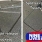 The image is divided into two sections. The left section features weight-release pockets on a textured black surface, while the right section showcases splitter ramps designed for downforce, also on a textured black surface. The text reads "Weight release pockets" on the left and "Splitter ramps ready" on the right. A "9livesracing" logo is positioned in the bottom right corner, highlighting the Mazda Miata Splitters 1990-05 NA/NB product.