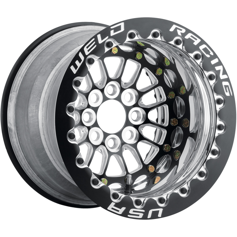 Weld Tuner Import Drag 13x11 / 4x100mm BP / 4.5in. BS Black Center Black Double Beadlock M/T Wheel - Graveyard Performance