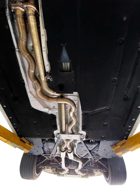 F8X BMW M3 & M4 Equal Length Mid Pipe includes Active F-brace-Rear Muffler Equal Length Mid Pipe w resonated pipes - Graveyard Performance