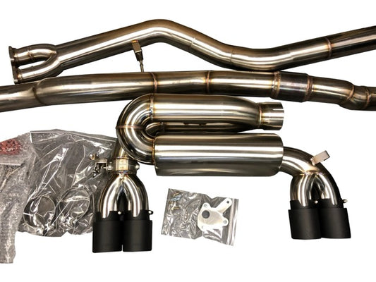 Active Autowerke F8X M3 M4 Signature Exhaust System includes Active F-brace - Brushed Silver - Graveyard Performance