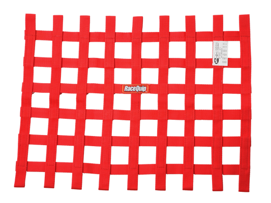 RaceQuip Red 18in H x 24W SFI Ribbon Window Net