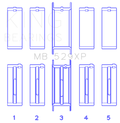 King Engine Bearings Ford Windsor 260CI/289CI 5.0L 529XP Main Bearing Set - Graveyard Performance