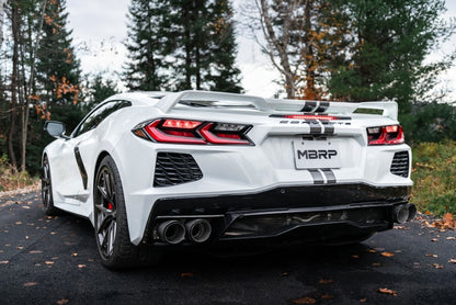 MBRP 20-23 Chevrolet Corvette C8 3in Cat Back Quad Split Rear Exit w/ Carbon Fiber Tips - T304 - Graveyard Performance