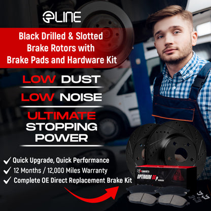 R1 17-20 Subaru BRZ Front & Rear Drill/Slot Black Rotors w/Optimum Pads - Graveyard Performance