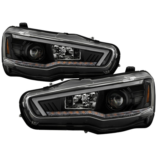 Spyder 08-17 Mitsubishi Lancer EVO 10 Projector Headlights - Black (PRO-YD-ML08V2HIDSI-SEQ-BK)