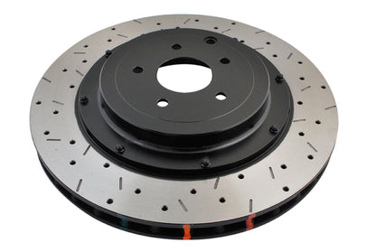 DBA 09+ Nissan GTR R-35 Rear Drilled & Slotted 5000 Series 2 Piece Rotor Assembled w/ Black Hat (Ava - Graveyard Performance