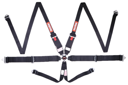 RaceQuip Black SFI CAMLOCK 6pt PU Lap HNR Seat Belt