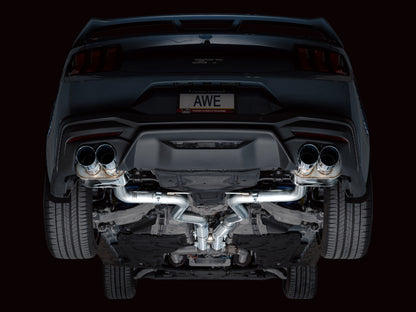 AWE 2024 Ford Mustang GT Fastback S650 RWD SwitchPath Catback Exhaust w/ Quad Chrome Silver Tips - Graveyard Performance