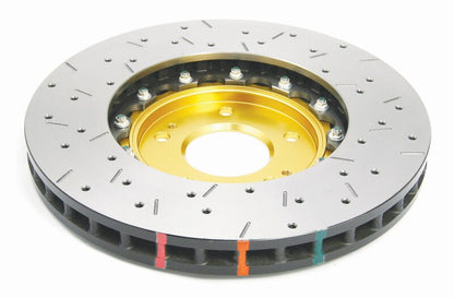 DBA 03-05 Evo 8/9 Front Drilled & Slotted 5000 Series 2 Piece Rotor Assembled w/ Gold Hat - Graveyard Performance