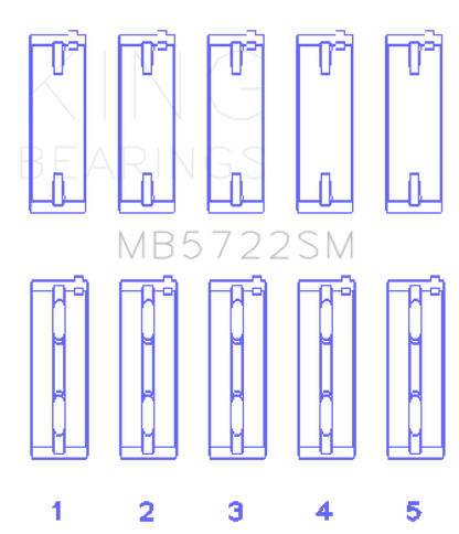 King Engine Bearings Mitsubishi 4B11T Turbo Evo X/2007+ (Size +0.50mm) Main Bearing Set