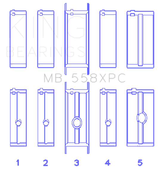 King Chrysler 273 / 301 / 313 / 318 / 340 (Size STDX Oversized) Crankshaft Main Bearing Set